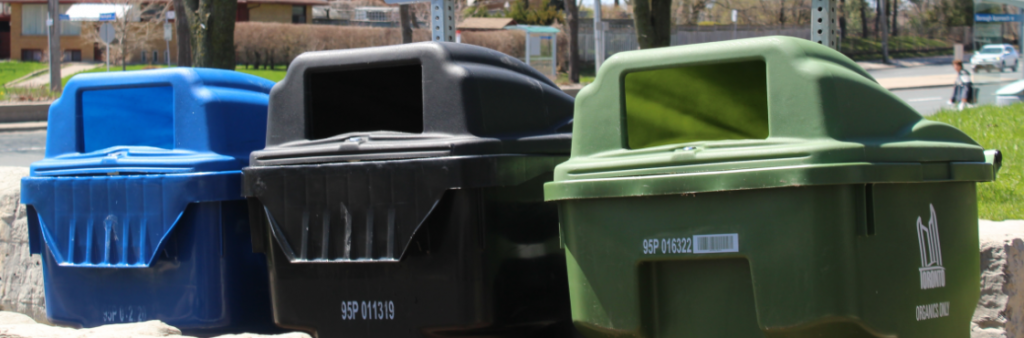 Park Green Bin, Blue Bin and Garbage Bin