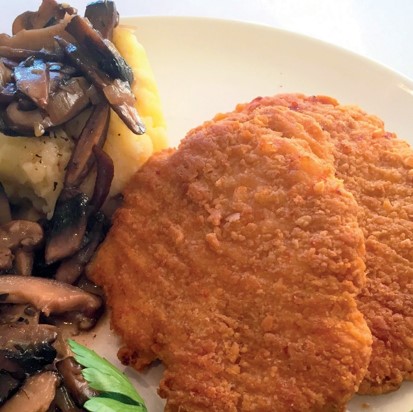 Picture of Crispy Chicken Breast Cutlets with Mixed Mushroom Sauce