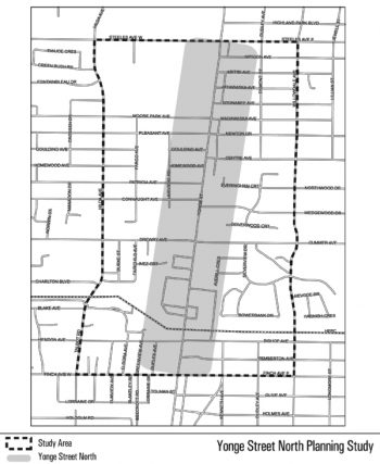 Map of Yonge St North Planning Study