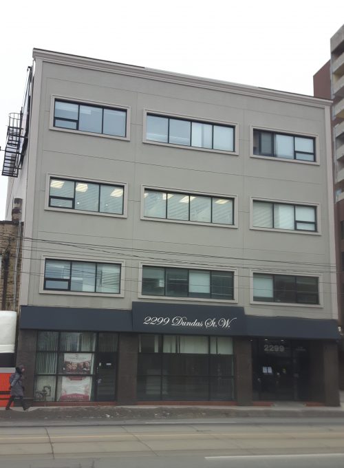 exterior front door of the building at 2299 Dundas Street West