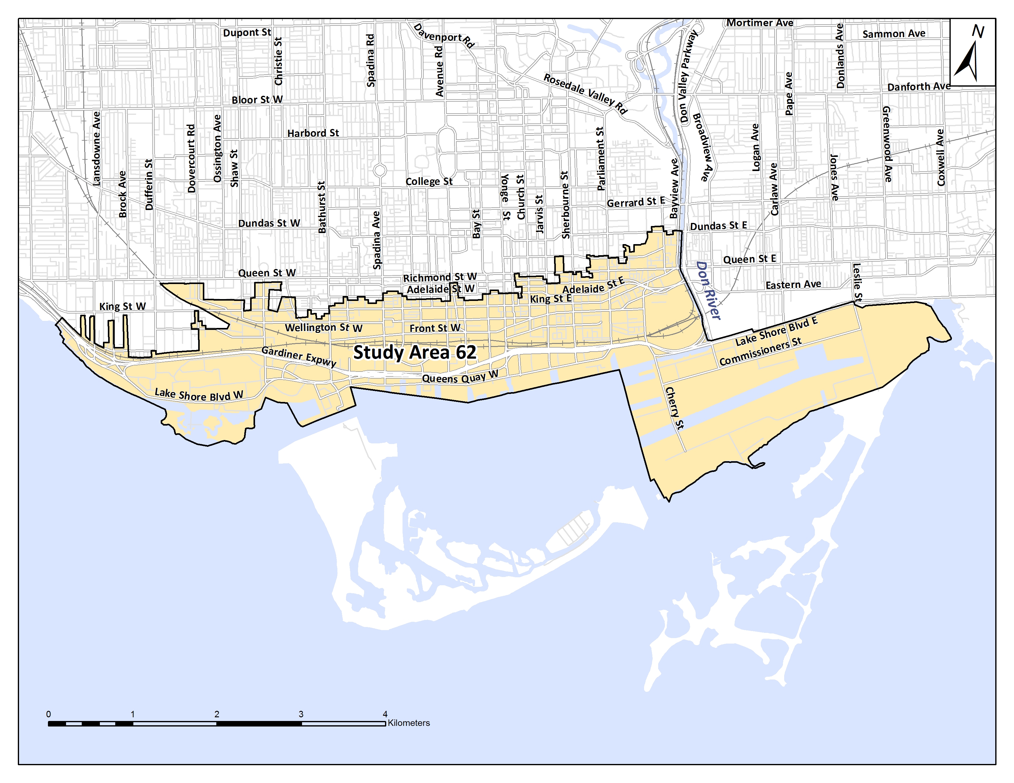 Map of Basement Flooding Study Area 62. If you require assistance reading this map, please contact the Public Consultation Unit at 416-392-8210.
