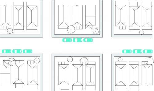 diagram of on-street parking alternating by block