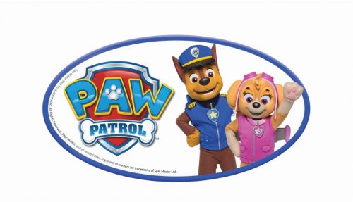 Image info: Paw Patrol – Chase and Sky. Image of cartoon dogs with Paw Patrol logo