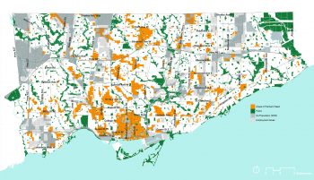 Parkland Study and Acquisition Priority Areas (Attachment 5 of Staff Report) Map shows areas across the city that should be prioritized for the development of local-level parks plans, parks acquisition, and improvements in connectivity and access.