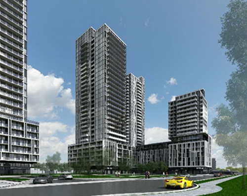 Rendering of condominium building for the 1200-1210-1220 Sheppard Avenue East (1st Review) site plan