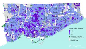 Updated city-wide and local parkland provision mapping (Attachment 2 and 3) that shows relative parkland need and defines low parkland provision as 12m2 and less per person