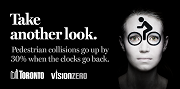 Image of a woman's face with bike on it and text reading take another look.
