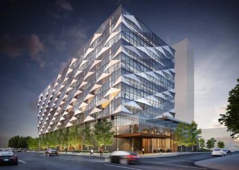 Context image of 844 Don Mills Road proposes office and retail uses building.