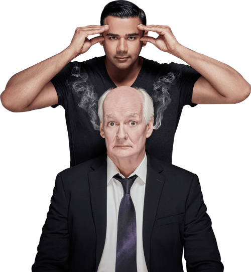 Perfromers. Colin Mochrie (seated) and Asad Mecci (standing behind - hands on his temples)