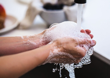 washing hands with soap and water