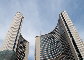 View of City Hall towers from the green roof
