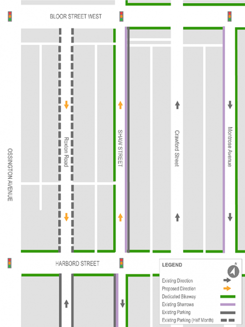 Map of Area 2 – Shaw Street (Bloor Street West to Harbord Street)