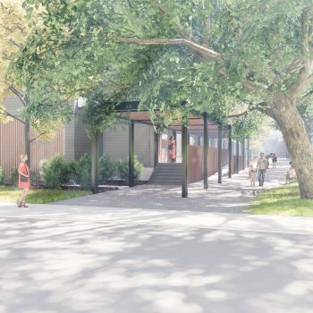 Preliminary artist’s rendering, subject to final approval – View of the Macey Avenue entrance.