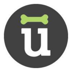 logo: lower case u with a green dog bone on top
