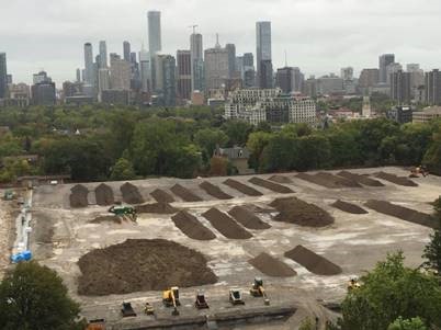 Photo of construction work on Rosehill Reservoir from a neighbour