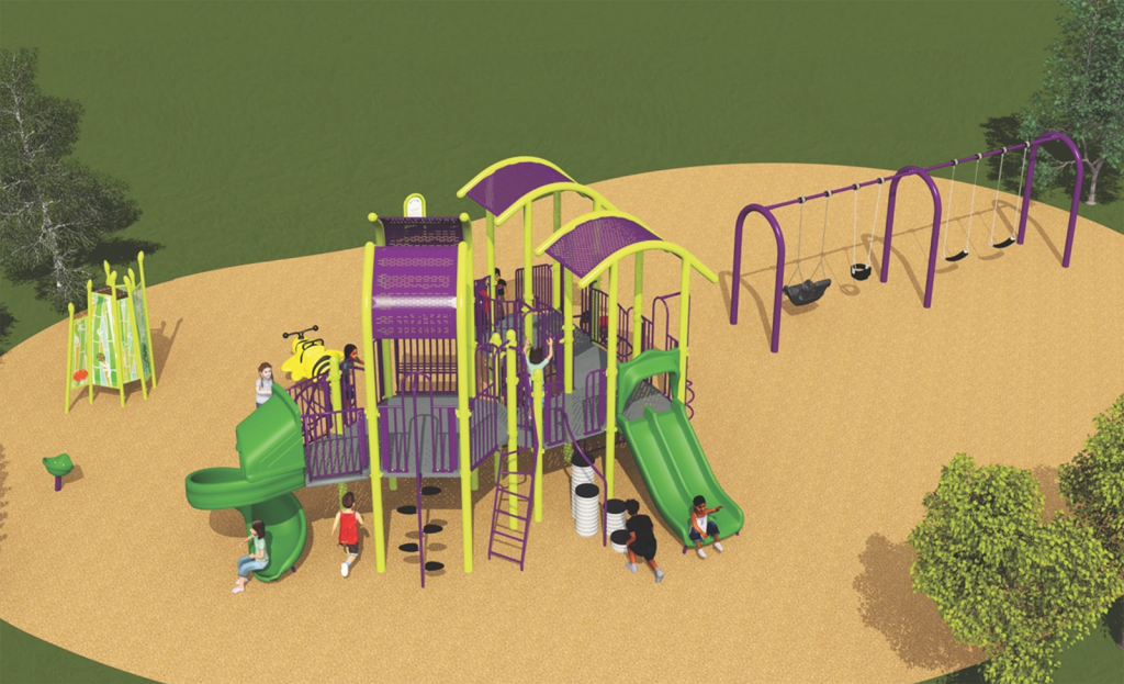 A computer rendering showing what the playground describe in Option 3 might look like.