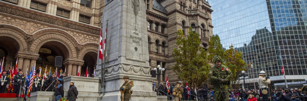 This is an image of the Annual Rememrbrance Day Ceremony at Old City Hall Cenotaph