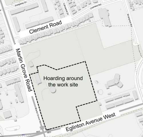 Map of work site for the Richview Reservoir rehabilitation