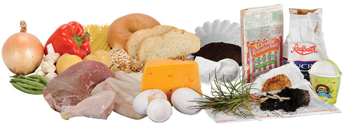 various items permitted in the green bin, such as food and coffee grounds