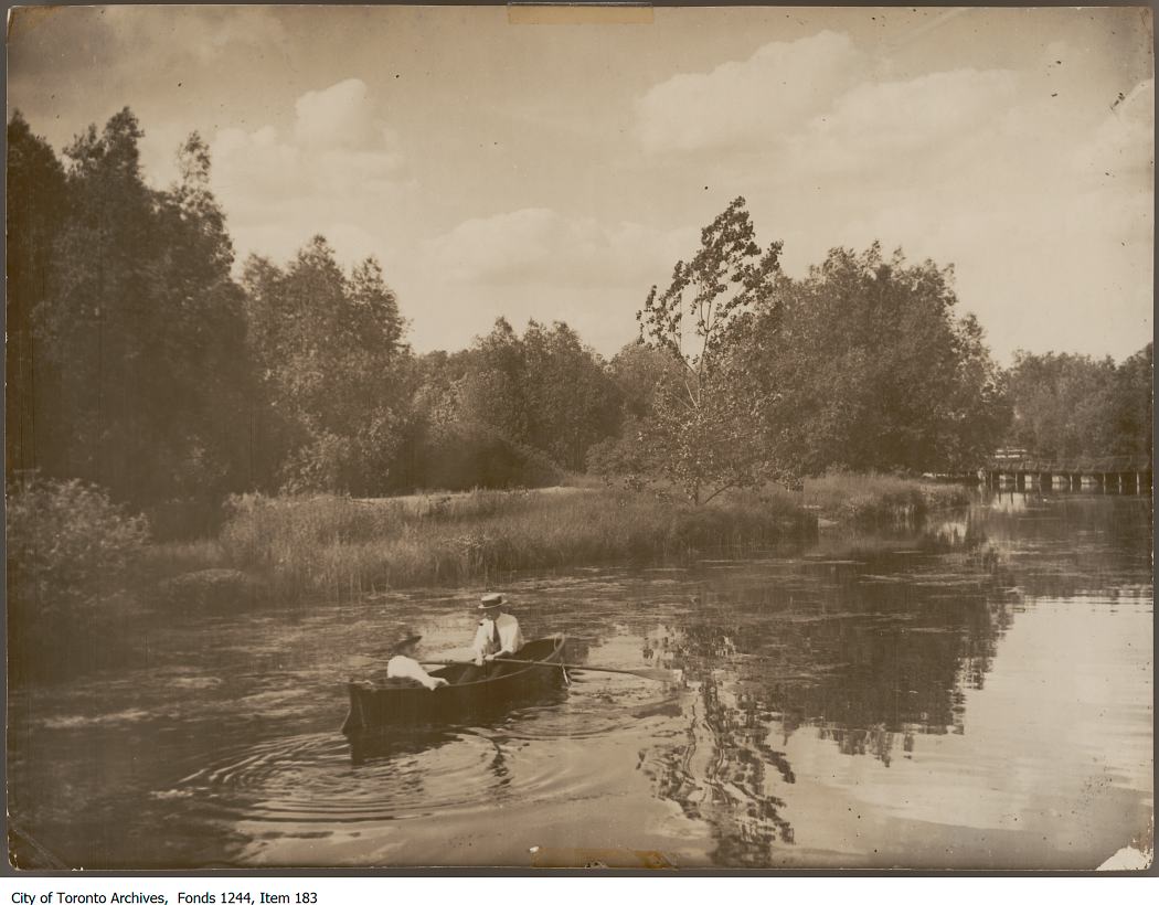Couple Rowing in a lagoon at Toronto Island in 1908