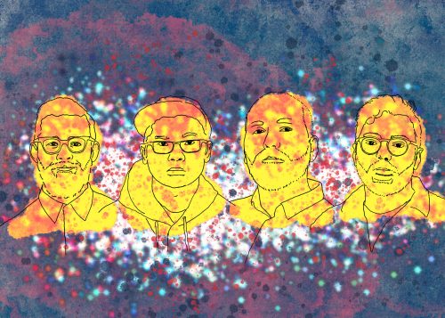 Illustrated portrait of Dave Colangelo, Patricio Dávila, Immony Mèn, and Jonathan Silveira