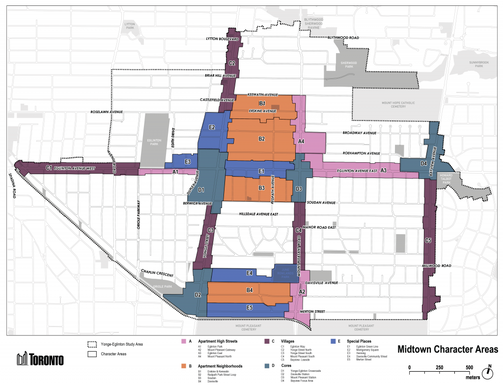 A map of the Study Area, identifying the boundaries of each of the 22 Character Areas and their five categories.