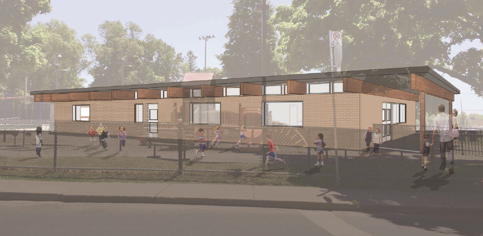 A rendering of the proposed design for the exterior of the Topham Park Clubhouse