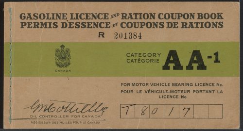 Wartime gasoline licence and ration book