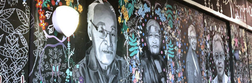 Mural by Tannis Nielsen along the underpass, Lower Simcoe Street at Bremner Boulevard.