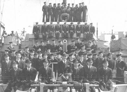 Image of the ship, the HMCS Esquimalt and its crew