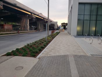 A photo of the Implemented South Sidewalk Pilot Project along Lake Shore Blvd.