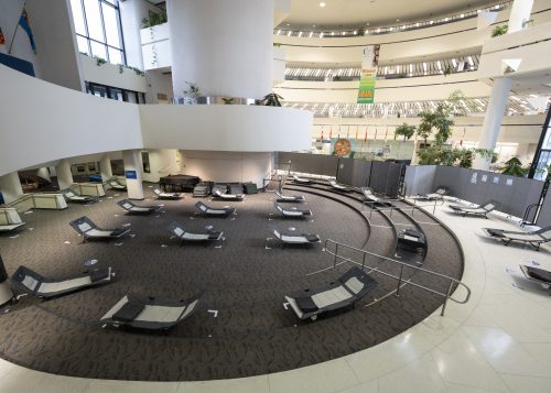 birds-eye view of beds in the scarboough civic centre rotunda