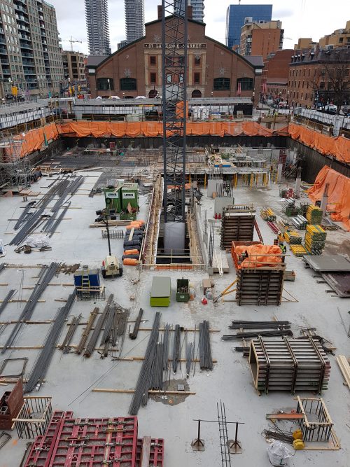 Parking garage construction at North St. Lawrence Market.