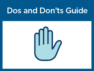 Dos and Don'ts Guide for Toronto residents during this stage of the pandemic - image of a light blue hand with the palm facing out