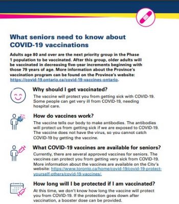 Image of Senior Fact Sheet called What seniors need to know about COVID-19 vaccinations