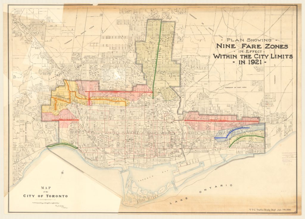 A colour-coded map shows the suburban areas outside of downtown Toronto.