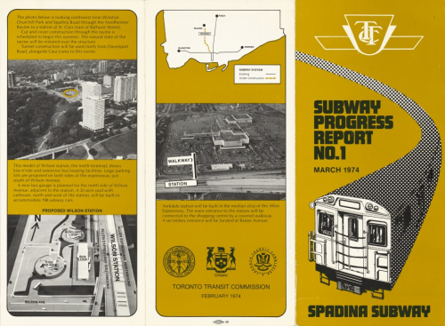 Pamphlet with aerial views of route and model of Wilson Station