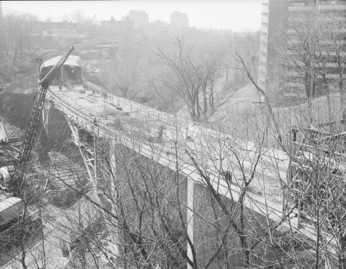 Construction of structure for subway track.