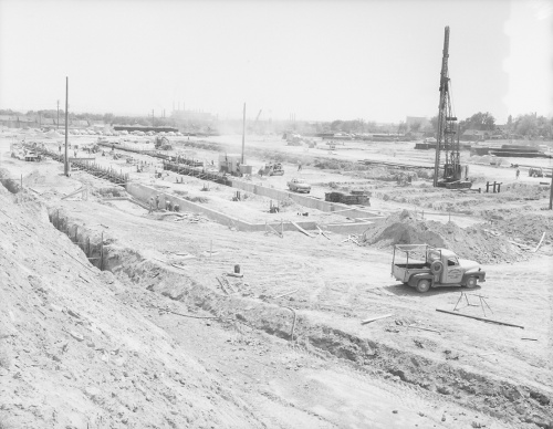 Pre construction showing clearing and preparation of site.