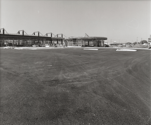 Erection of structure with parking lot