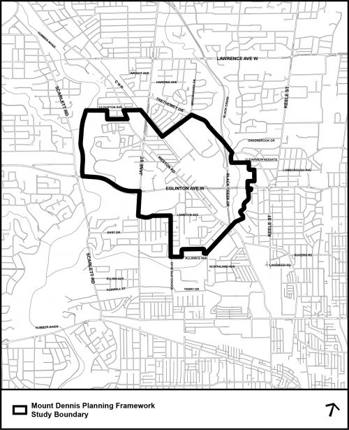 Mount Dennis planning framework study boundary map