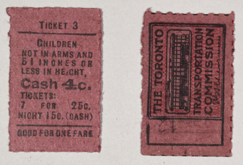 Child's ticket, Toronto Transportation Commission