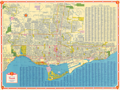 Map of Toronto with index listing every street.