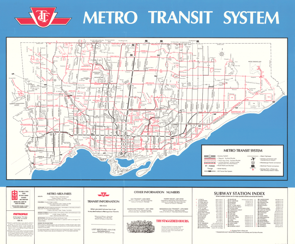Side Stories TTC Route Maps City of Toronto
