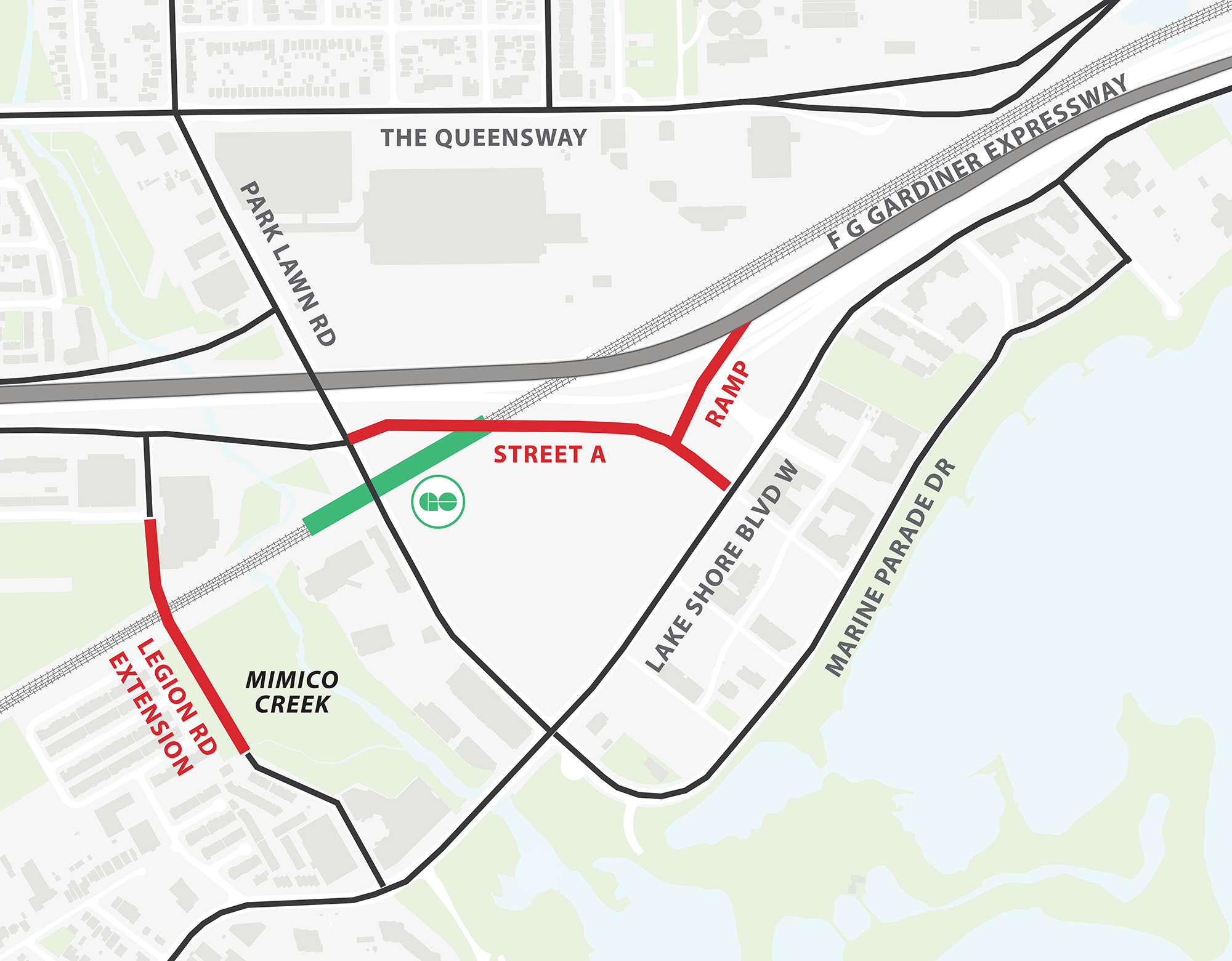 Park Lawn Lake Shore Transportation Master Plan Alternative 3 Additional Traffic Capacity, Modified Gardiner Ramps, New Lake Shore Ramp