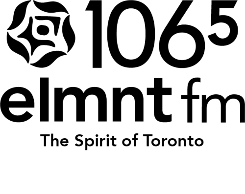 Black and white logo of Elmnt FM radio