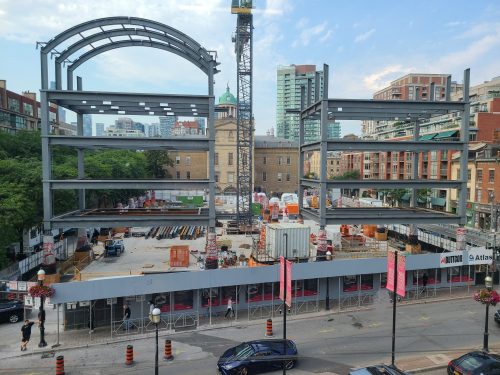 View of the North St. Lawrence Market as the steel structure goes up.