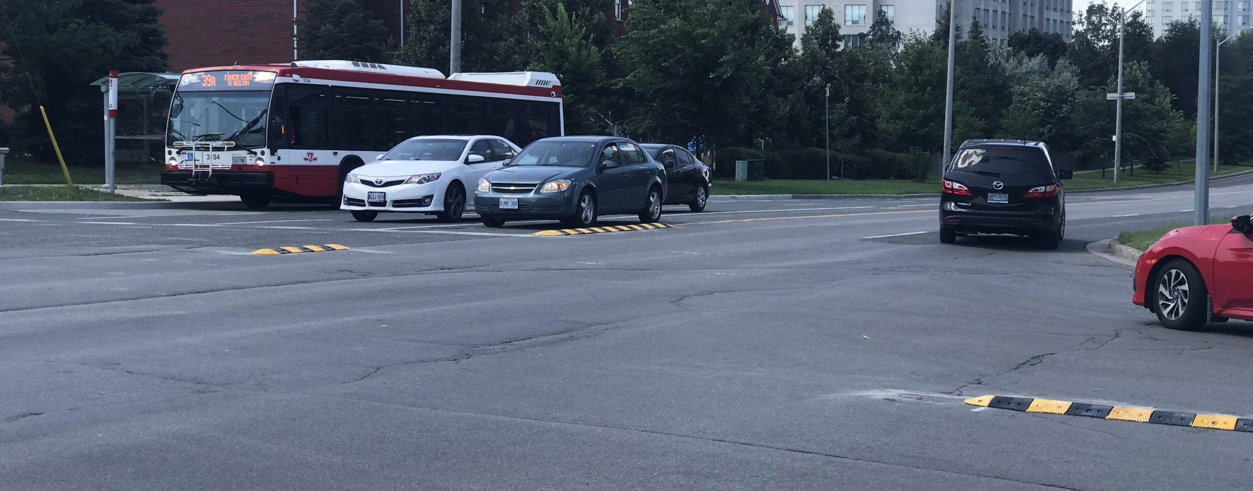 Image showing Left-Turn speed humps installed at Finch Avenue East and Sandhurst Circles
