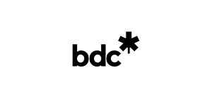 Black and white logo of BDC