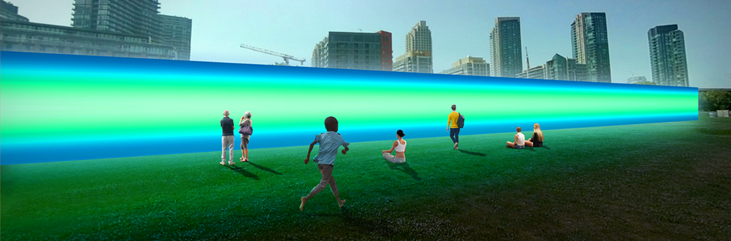 Multiple people with blue and green lights